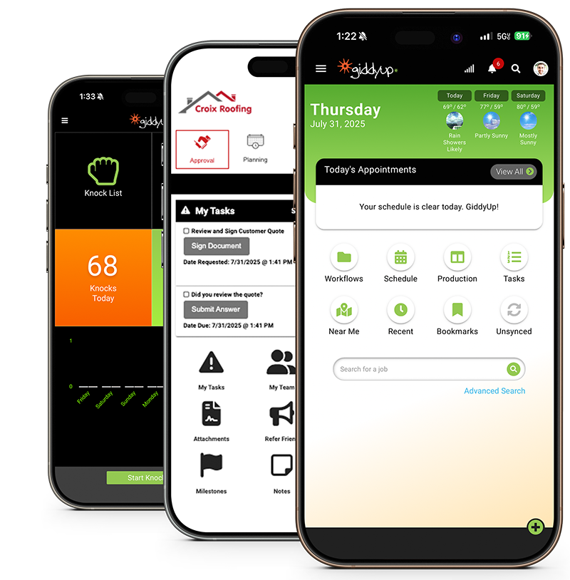 Giddyup app screenshots on mobile