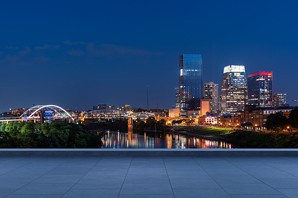 The Nashville skyline at night.